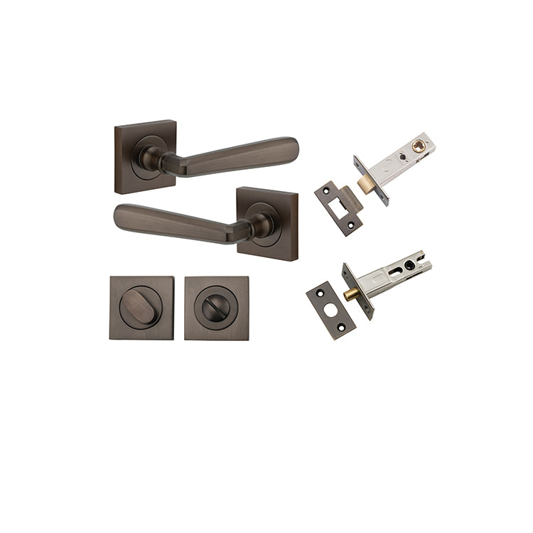 Iver Door Lever Copenhagen Rose Square Signature Brass Privacy Kit