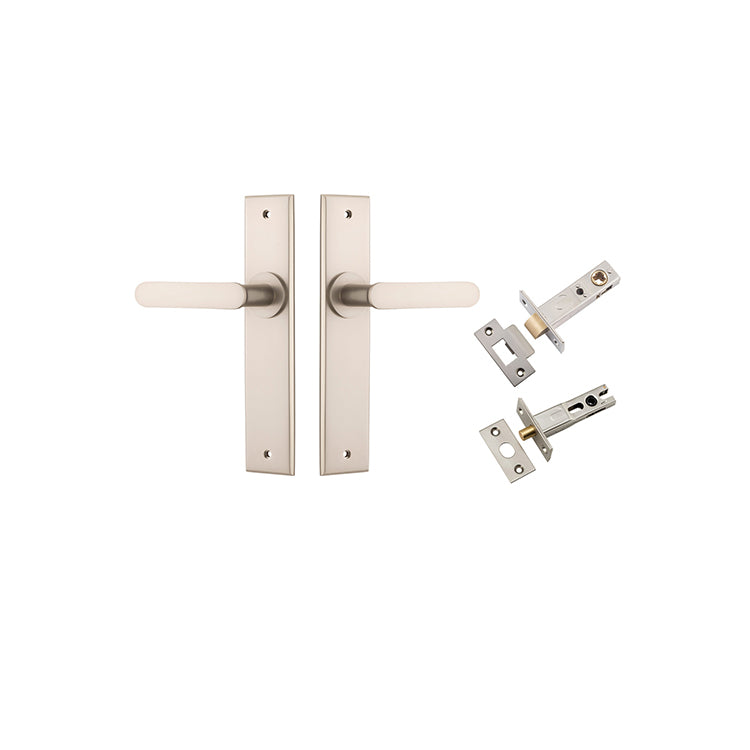 Iver Door Lever Bronte Chamfered Satin Nickel Privacy Kit