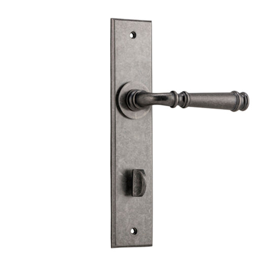 Iver Door Lever Verona Chamfered Privacy Pair Distressed Nickel CTC85mm L122xP58mm BPH240xW50mm