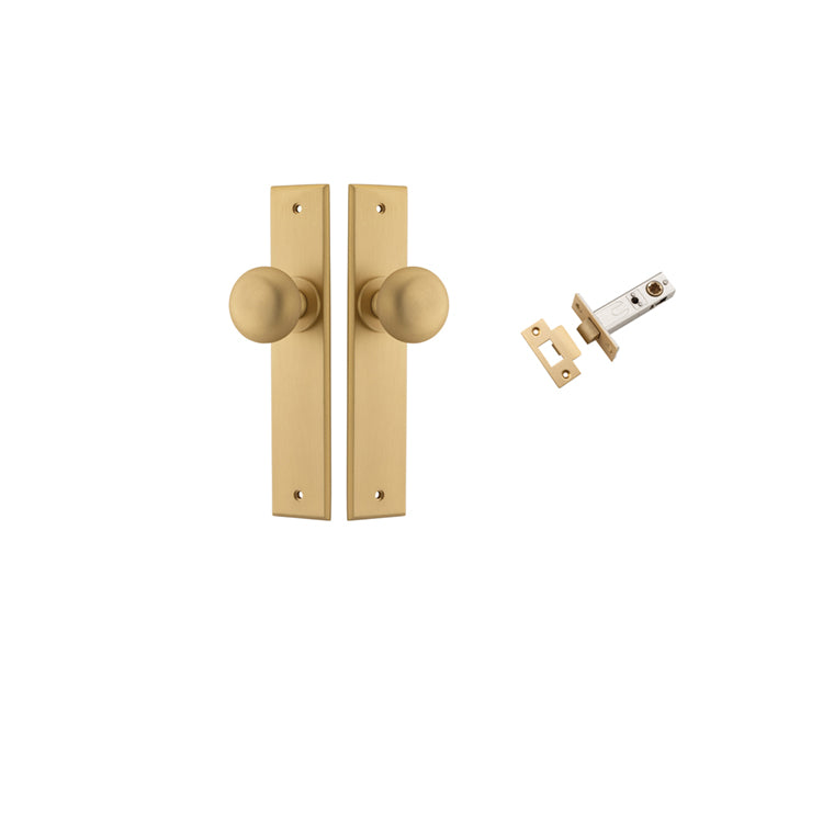 Iver Door Knob Cambridge Chamfered Brushed Brass Passage Kit