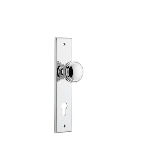 Iver Door Knob Paddington Chamfered Euro Pair Polished Chrome CTC85mm D55xP63mm BPH240xW50mm