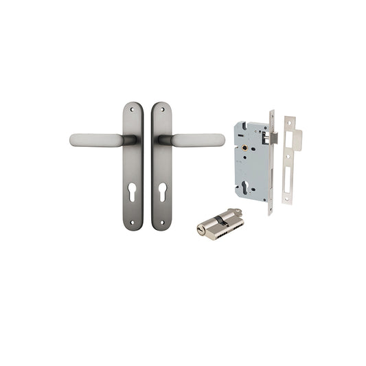 Iver Door Lever Bronte Oval Satin Nickel Key / Key Entrance Kit