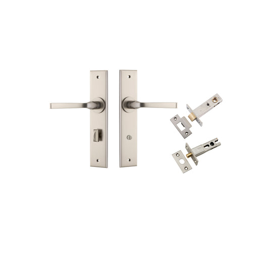 Iver Door Lever Annecy Chamfered Satin Nickel Privacy Kit