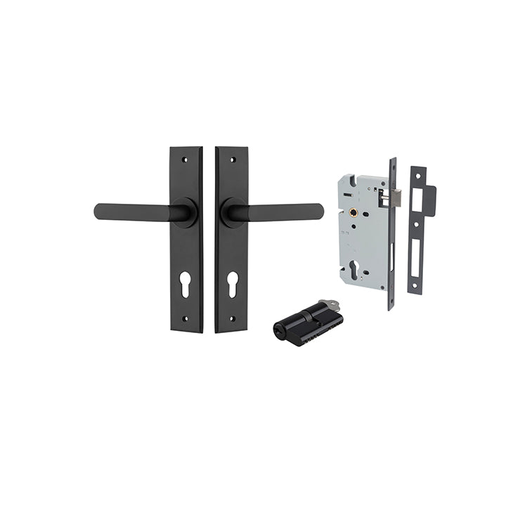 Iver Door Lever Osaka Chamfered Matt Black Key / Key Entrance Kit