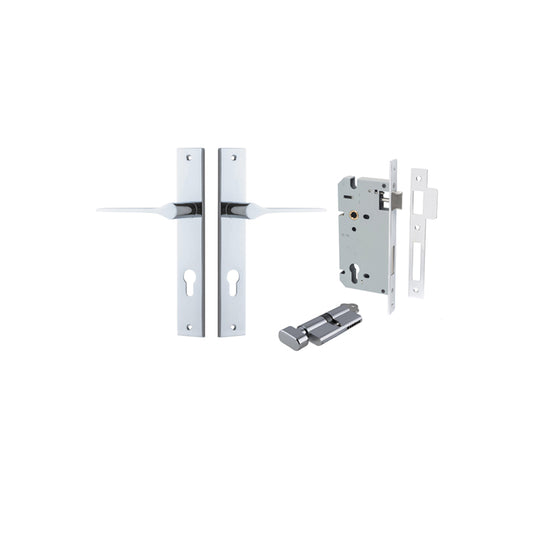 Iver Door Lever Como Rectangular Polished Chrome Key / Thumb Entrance Kit