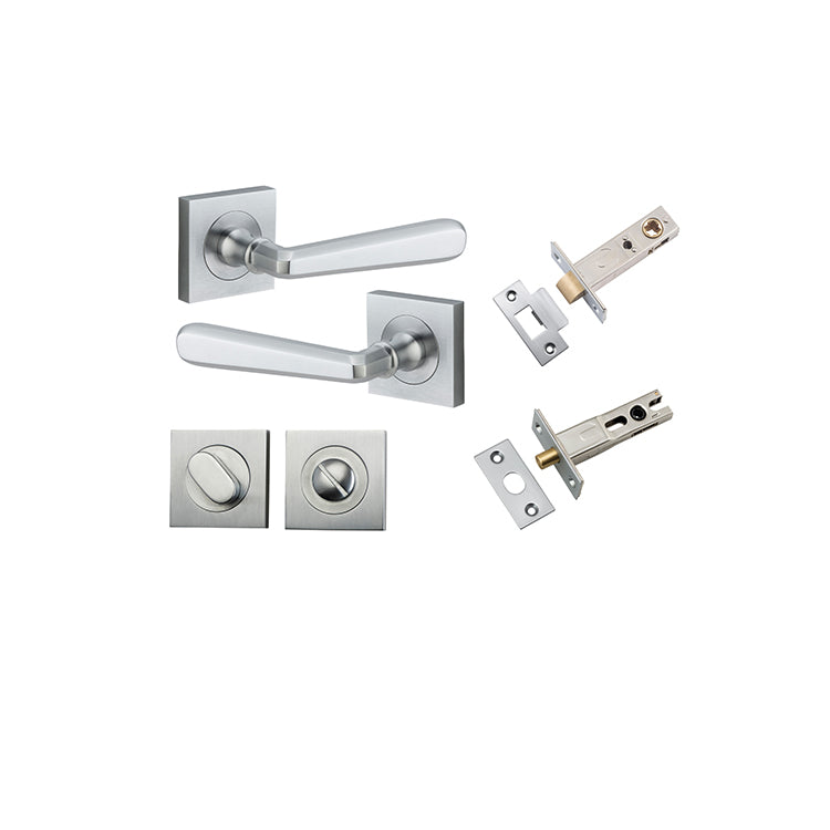 Iver Door Lever Copenhagen Rose Square Brushed Chrome Privacy Kit