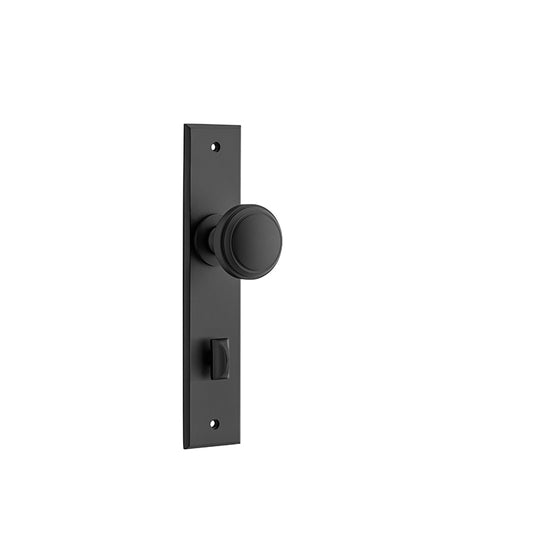 Iver Door Knob Paddington Chamfered Privacy Pair Matt Black CTC85mm D55xP63mm BPH240xW50mm