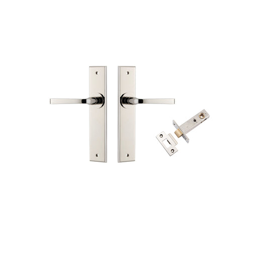 Iver Door Lever Annecy Chamfered Polished Nickel Passage Kit