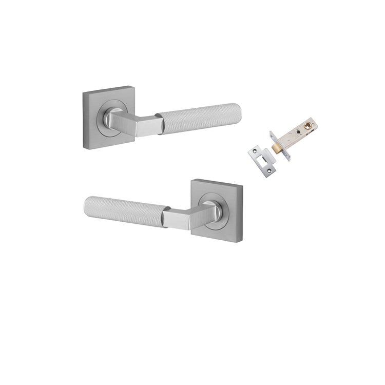 Iver Door Lever Brunswick Rose Square Brushed Chrome Passage Kit