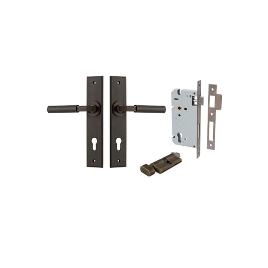 Iver Door Lever Berlin Chamfered Signature Brass Key / Thumb Entrance Kit