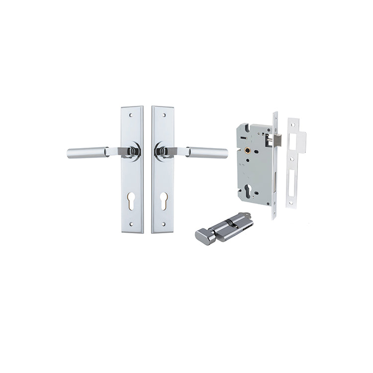 Iver Door Lever Berlin Chamfered Polished Chrome Key / Thumb Entrance Kit