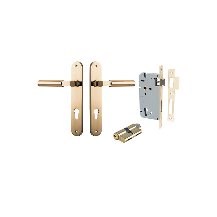 Iver Door Lever Berlin Oval Polished Brass Key / Key Entrance Kit