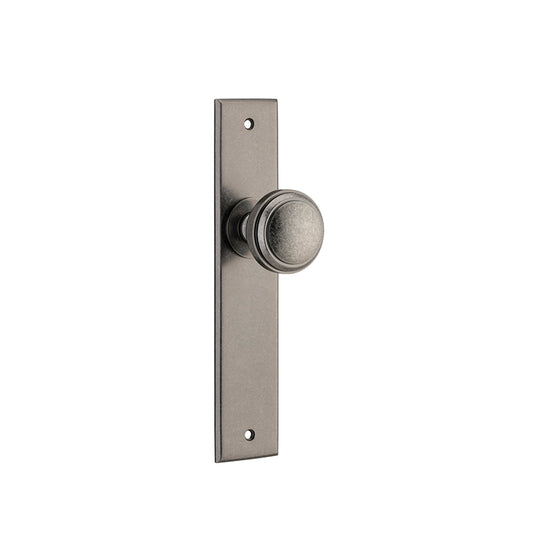 Iver Door Knob Paddington Chamfered Latch Pair Distressed Nickel D55xP63mm BPH240xW50mm