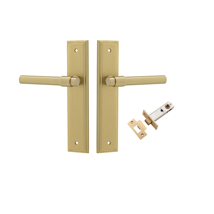 Iver Door Lever Helsinki Stepped Brushed Gold PVD Passage Kit