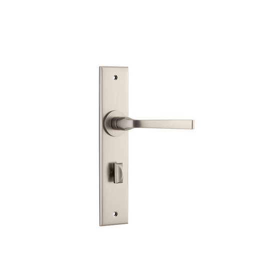 Iver Door Lever Annecy Chamfered Privacy Pair Satin Nickel CTC85mm L117xP65mm BPH240xW50mm