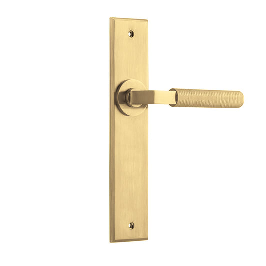 Iver Door Lever Brunswick Chamfered Latch Pair Brushed Gold PVD L120xP59mm BPH240xW50mm