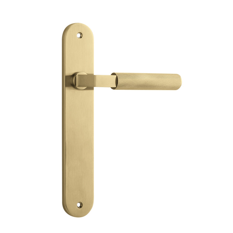 Iver Door Lever Brunswick Oval Latch Pair Brushed Gold PVD L120xP57mm BPH240xW40mm