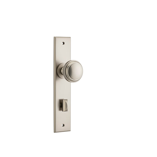 Iver Door Knob Paddington Chamfered Privacy Pair Satin Nickel CTC85mm D55xP63mm BPH240xW50mm