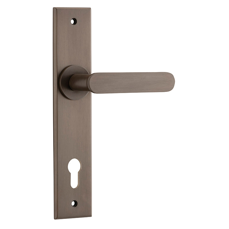 Iver Door Lever Bronte Chamfered Euro Pair Signature Brass CTC85mm L117xP55mm BPH240xW50mm