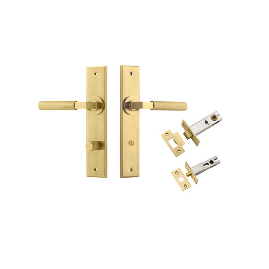 Iver Door Lever Brunswick Chamfered Brushed Gold PVD Privacy Kit