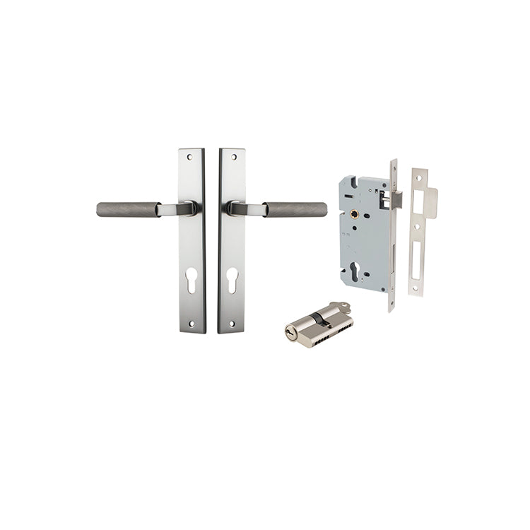 Iver Door Lever Brunswick Rectangular Satin Nickel Key / Key Entrance Kit