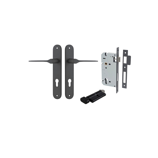 Iver Door Lever Como Oval Matt Black Key / Thumb Entrance Kit