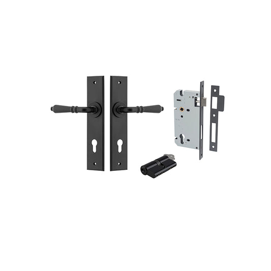 Iver Door Lever Sarlat Chamfered Matt Black Key / Key Entrance Kit