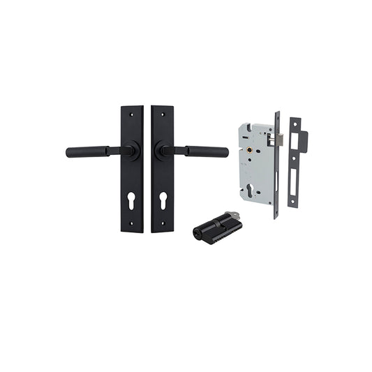 Iver Door Lever Brunswick Chamfered Matt Black Key / Key Entrance Kit