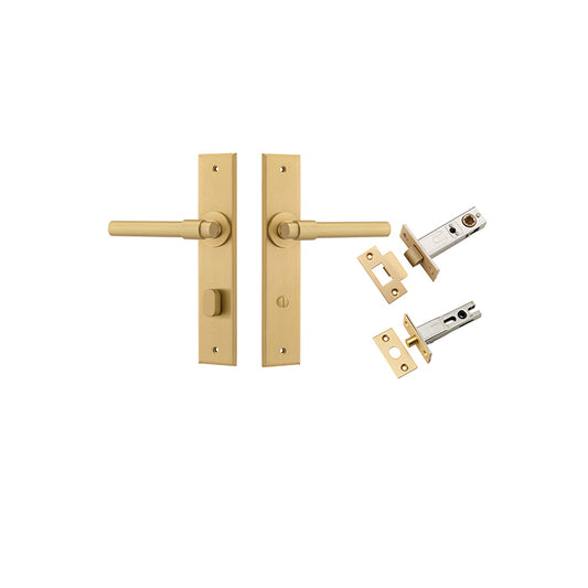 Iver Door Lever Helsinki Chamfered Brushed Brass Privacy Kit