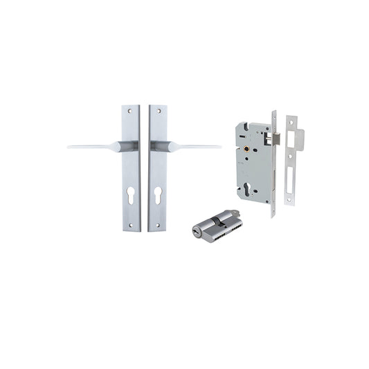 Iver Door Lever Como Rectangular Brushed Chrome Key / Key Entrance Kit