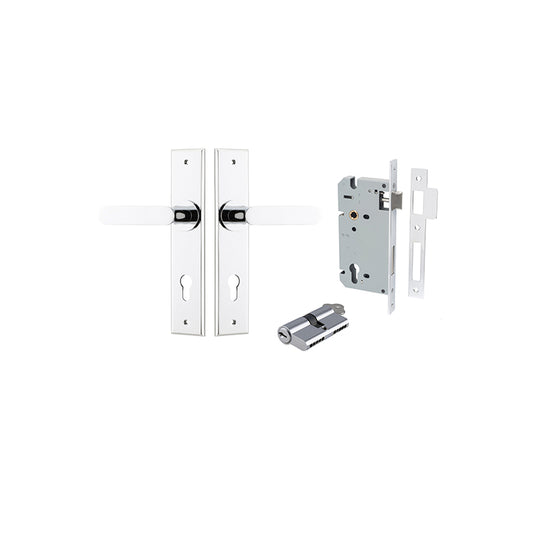 Iver Door Lever Bronte Chamfered Polished Chrome Key / Key Entrance Kit