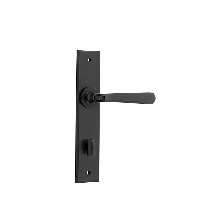 Iver Door Lever Copenhagen Chamfered Privacy Pair Matt Black CTC85mm L120xP59mm BPH240xW50mm