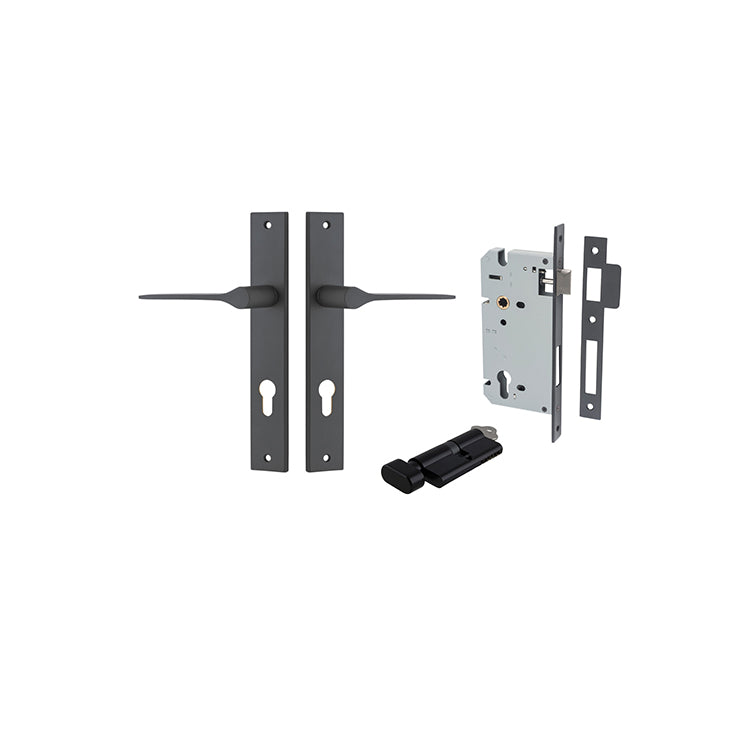 Iver Door Lever Como Rectangular Matt Black Key / Thumb Entrance Kit