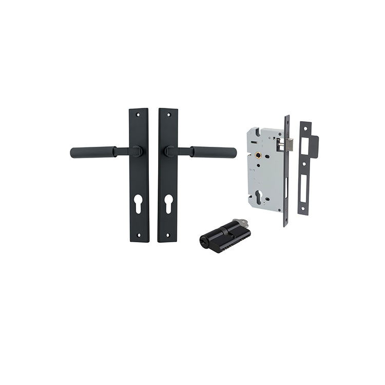 Iver Door Lever Brunswick Rectangular Matt Black Key / Key Entrance Kit