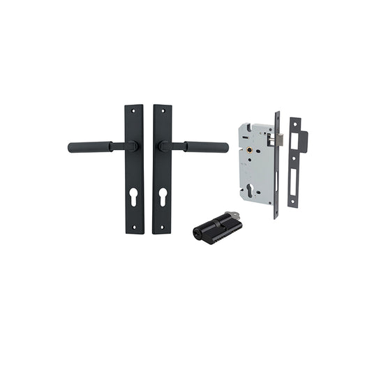 Iver Door Lever Brunswick Rectangular Matt Black Key / Key Entrance Kit