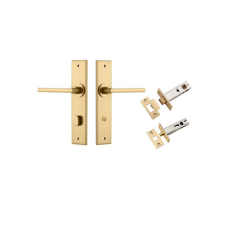 Iver Door Lever Baltimore Chamfered Brushed Brass Privacy Kit