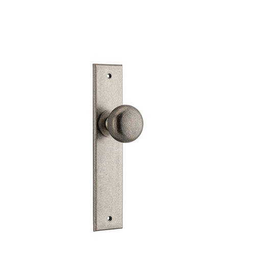 Iver Door Knob Cambridge Chamfered Latch Pair Distressed Nickel D55xP62mm BPH240xW50mm