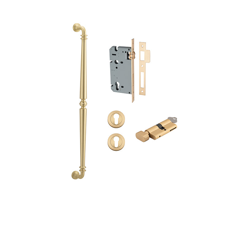 Iver Pull Handle Sarlat Brushed Gold PVD CTC600mm Key / Thumb Entrance Kit