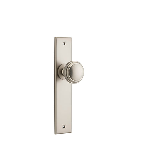 Iver Door Knob Paddington Chamfered Latch Pair Satin Nickel D55xP63mm BPH240xW50mm