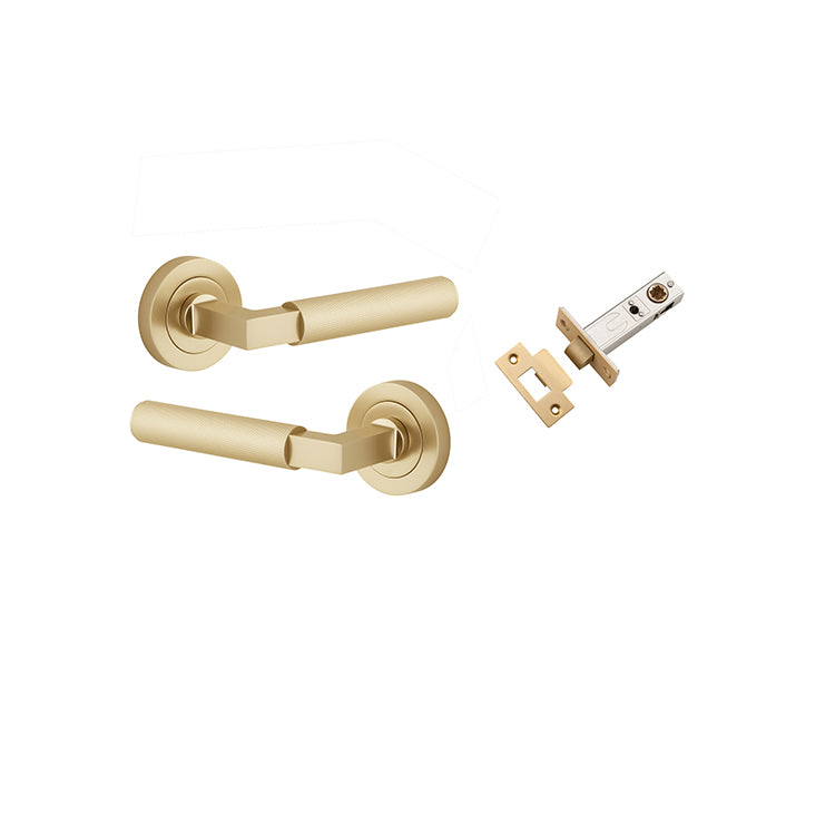 Iver Door Lever Brunswick Rose Round Brushed Gold PVD Passage Kit