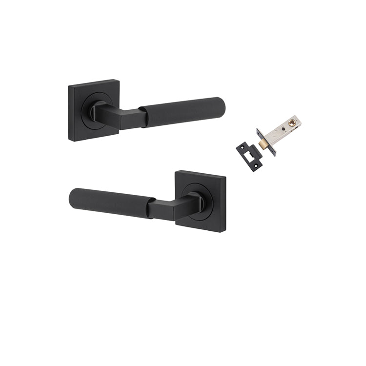 Iver Door Lever Brunswick Rose Square Matt Black Passage Kit