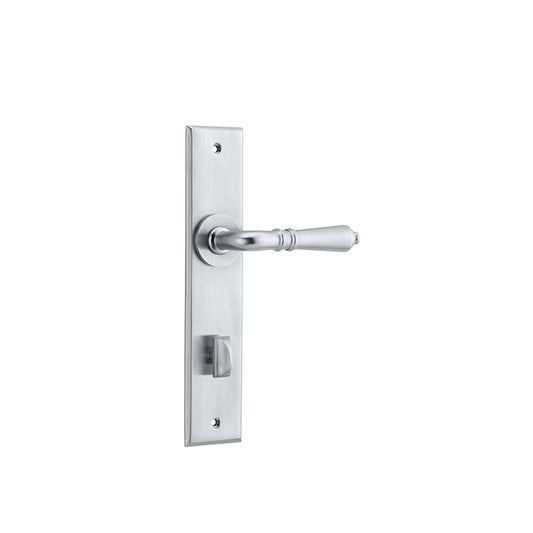 Iver Door Lever Sarlat Chamfered Privacy Pair Brushed Chrome CTC85mm L111xP55mm BPH240xW50mm