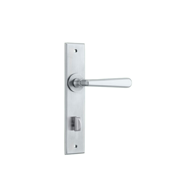 Iver Door Lever Copenhagen Chamfered Privacy Pair Brushed Chrome CTC85mm L120xP59mm BPH240xW50mm