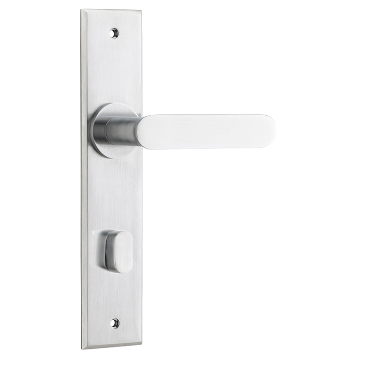 Iver Door Lever Bronte Chamfered Privacy Brushed Chrome H240xW50xP55mm