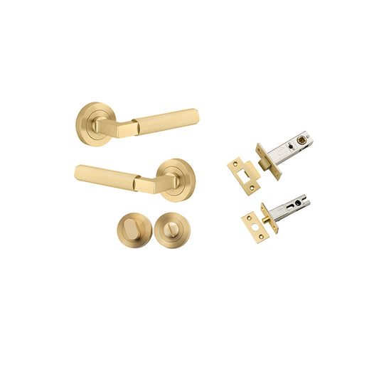 Iver Door Lever Brunswick Rose Round Brushed Gold PVD Privacy Kit