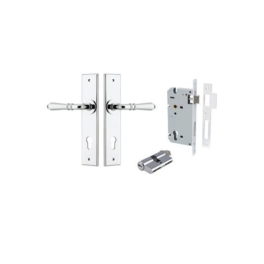 Iver Door Lever Sarlat Chamfered Polished Chrome Key / Key Entrance Kit