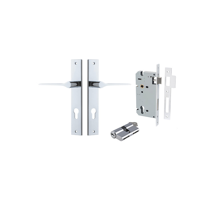 Iver Door Lever Como Rectangular Polished Chrome Key / Key Entrance Kit