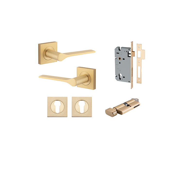 Iver Door Lever Como Rose Square Brushed Chrome Key / Thumb Entrance Kit