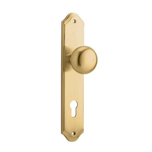 Iver Door Knob Cambridge Shouldered Euro Pair Brushed Brass CTC85mm D55xP62mm BPH250xW48mm