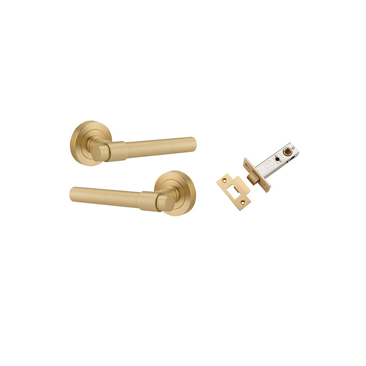 Iver Door Lever Helsinki Rose Round Brushed Gold PVD Passage Kit